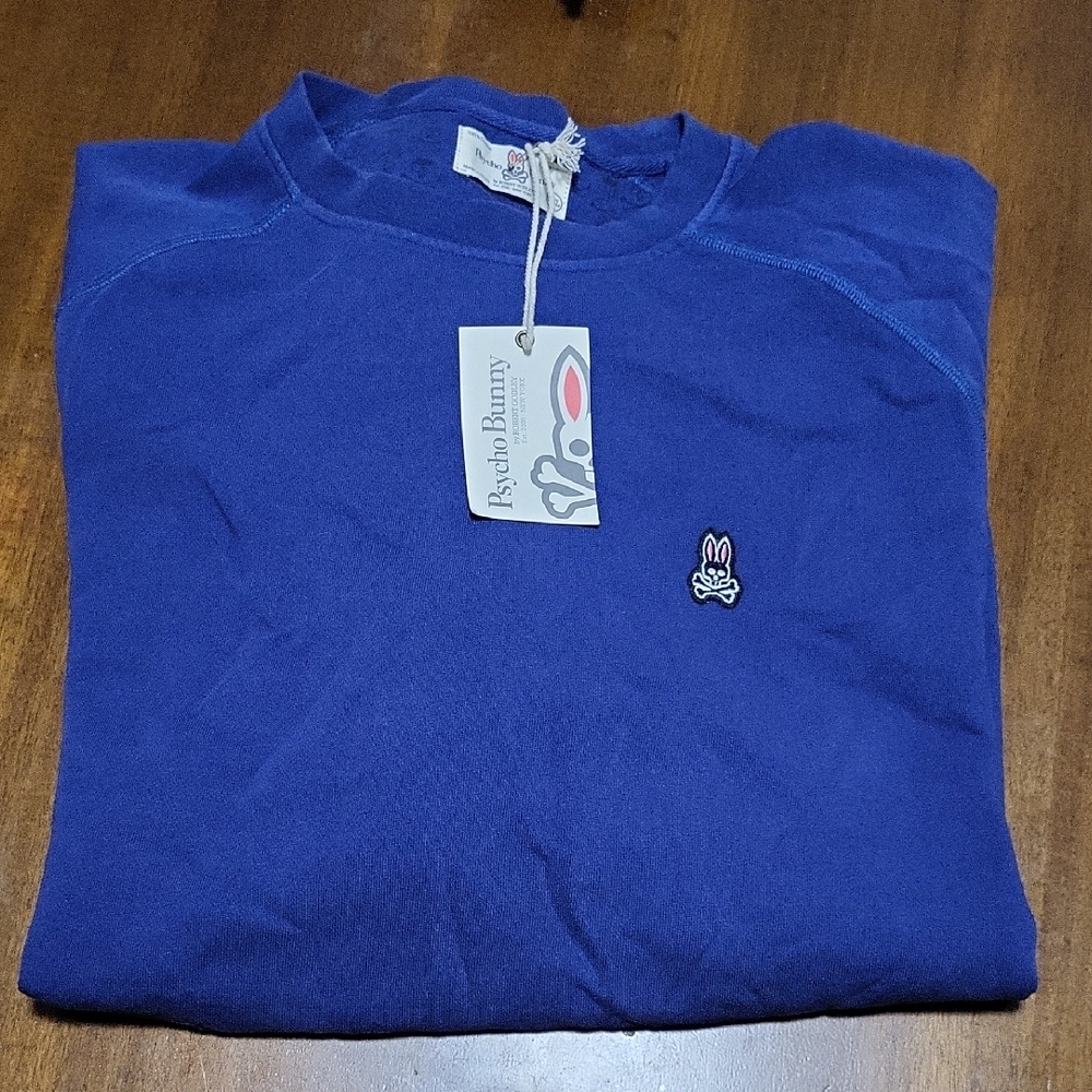 Psycho Bunny Men's Vibrant Blue Crewneck Sweater